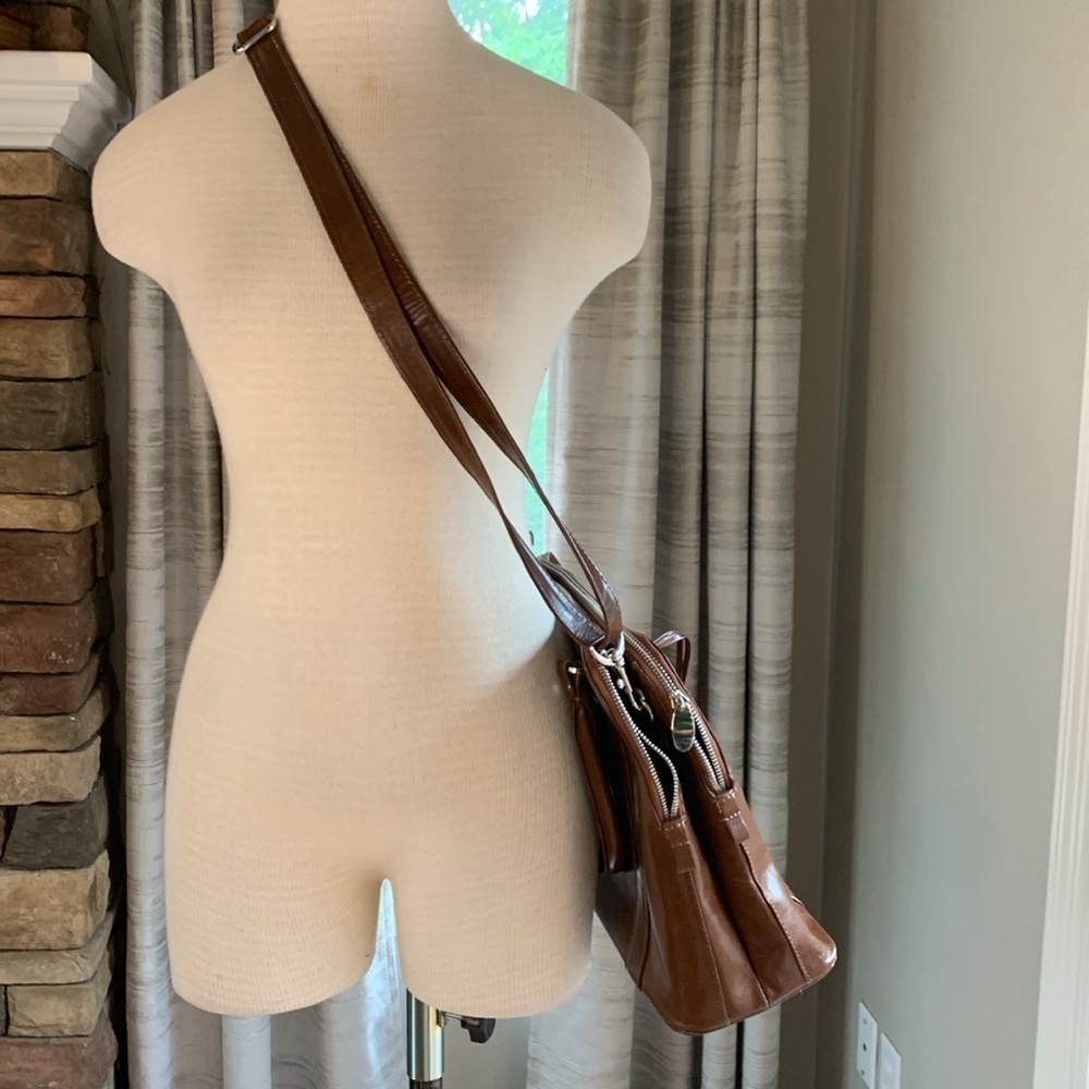 Ashwood genuine brown leather work satchel/tote with adjustable removable strap - Picture 4 of 16